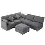 85.4 Divano Letto Sezionale Modulare con Pouf, Porte USB Divano in ciniglia Convertibile a L/U per Soggiorno