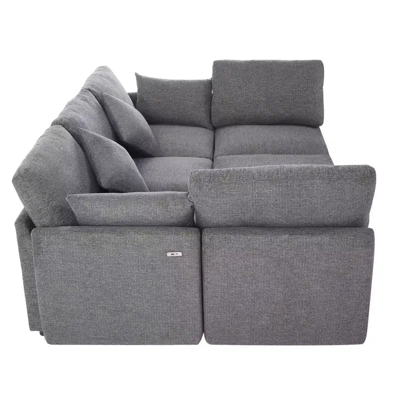 85.4 Divano Letto Sezionale Modulare con Pouf, Porte USB Divano in ciniglia Convertibile a L/U per Soggiorno