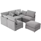 85.4 Divano Letto Sezionale Modulare con Pouf, Porte USB Divano in ciniglia Convertibile a L/U per Soggiorno
