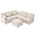 85.4 Divano Letto Sezionale Modulare con Pouf, Porte USB Divano in ciniglia Convertibile a L/U per Soggiorno