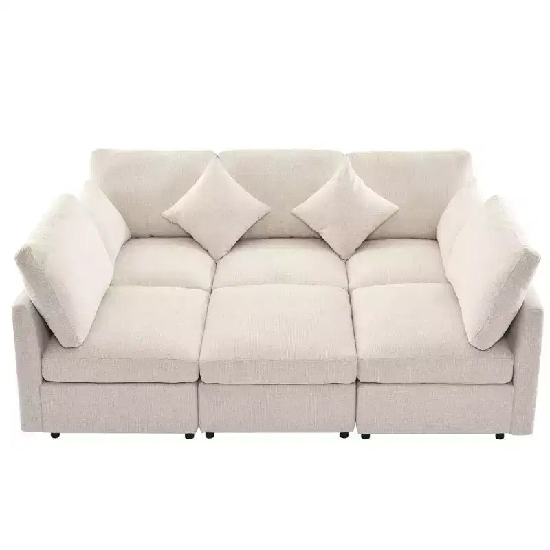 85.4 Divano Letto Sezionale Modulare con Pouf, Porte USB Divano in ciniglia Convertibile a L/U per Soggiorno