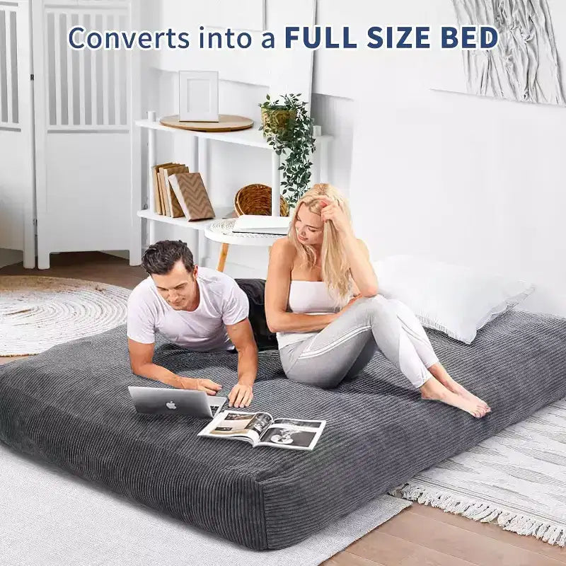 Divano Letto Convertibile a Sacco per Adulti - Materasso da Pavimento e Poltrona Oversize con Rivestimento Rimovibile e Lavabile