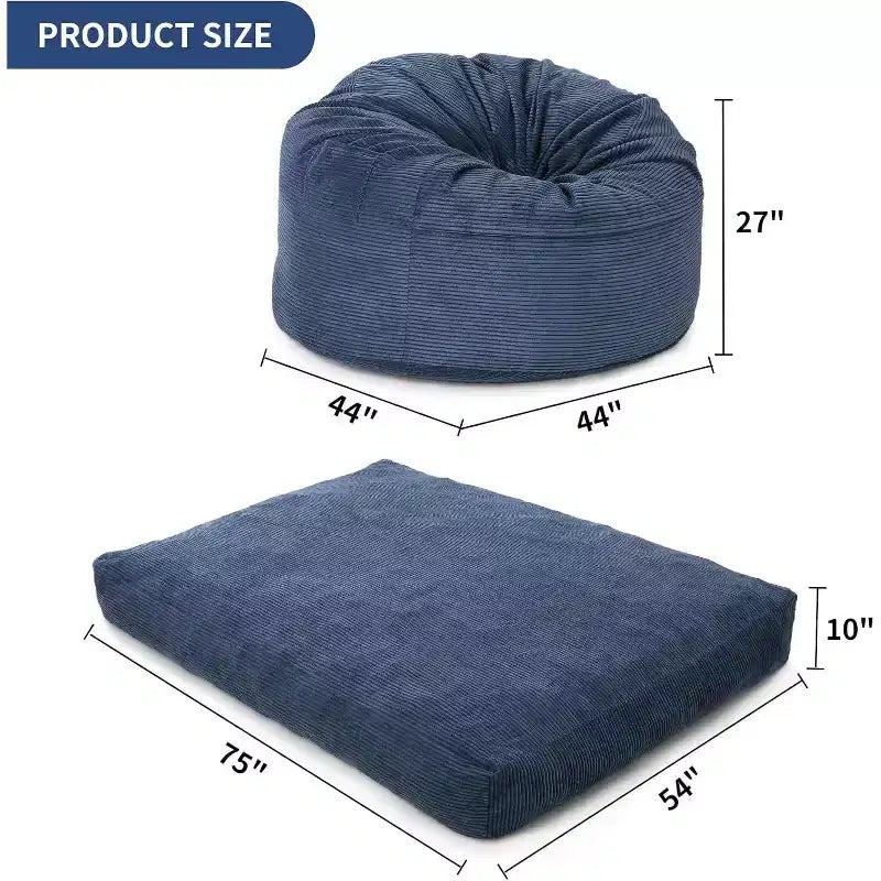 Divano Letto Convertibile a Sacco per Adulti - Materasso da Pavimento e Poltrona Oversize con Rivestimento Rimovibile e Lavabile