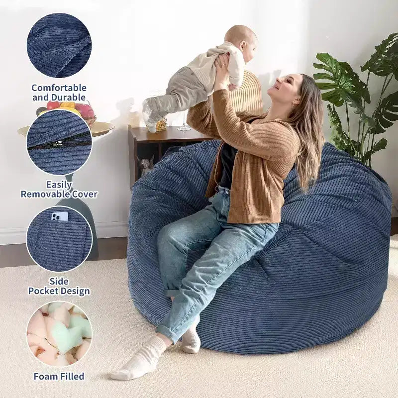 Divano Letto Convertibile a Sacco per Adulti - Materasso da Pavimento e Poltrona Oversize con Rivestimento Rimovibile e Lavabile