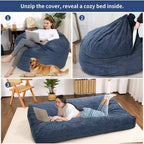 Divano Letto Convertibile a Sacco per Adulti - Materasso da Pavimento e Poltrona Oversize con Rivestimento Rimovibile e Lavabile