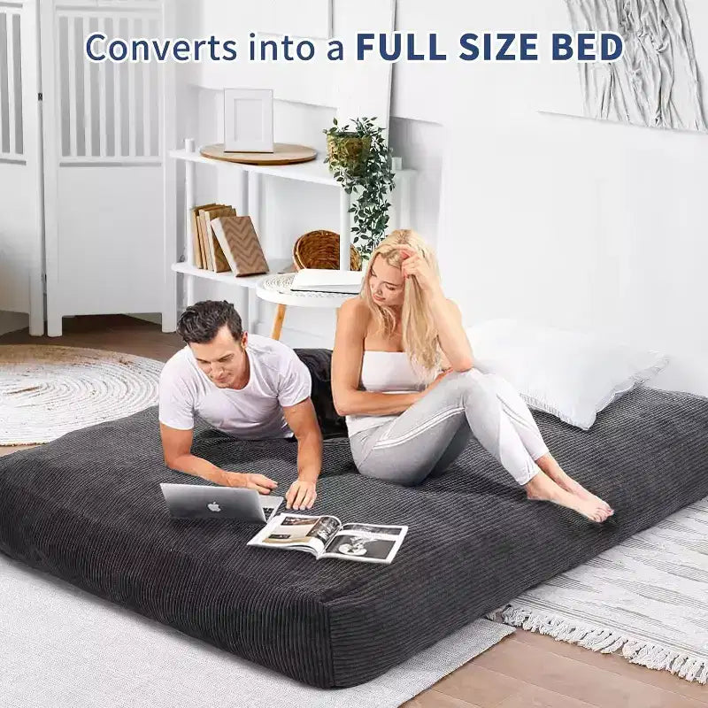Divano Letto Convertibile a Sacco per Adulti - Materasso da Pavimento e Poltrona Oversize con Rivestimento Rimovibile e Lavabile