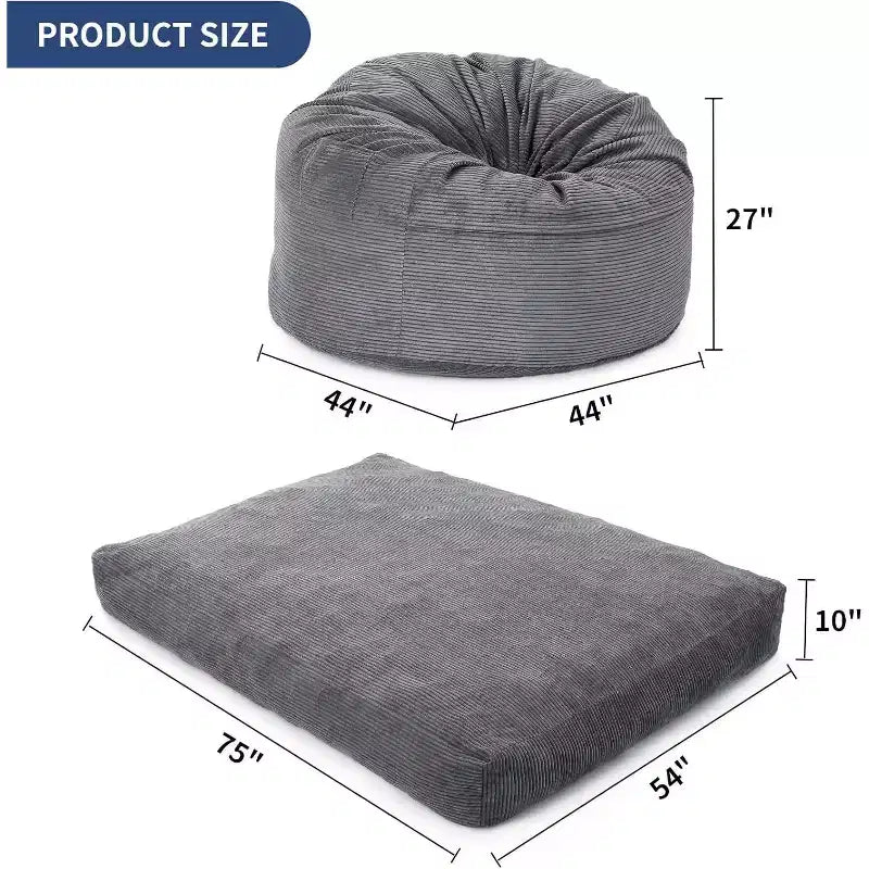 Divano Letto Convertibile a Sacco per Adulti - Materasso da Pavimento e Poltrona Oversize con Rivestimento Rimovibile e Lavabile