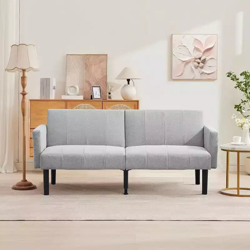 Divano letto regolabile da 75,5", reclinabile in 3 posizioni con design rialzato da terra per piccoli spazi (grigio/verde)
