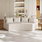 MAYEERTY Sectional Sofa Corduroy Curved Modular with 4 Pillows 2 Modules for Living Room
