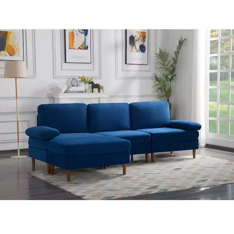 Divano Sezionale Convertibile MAYEERTY 102, Struttura in Legno Massello e Ferro, Rivestimenti Sfoderabili Lavabili, Piedini Antiscivolo, 3 Colori