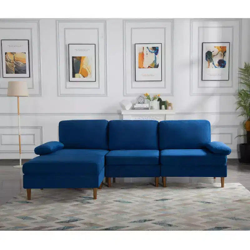 Divano Sezionale Convertibile MAYEERTY 102, Struttura in Legno Massello e Ferro, Rivestimenti Sfoderabili Lavabili, Piedini Antiscivolo, 3 Colori