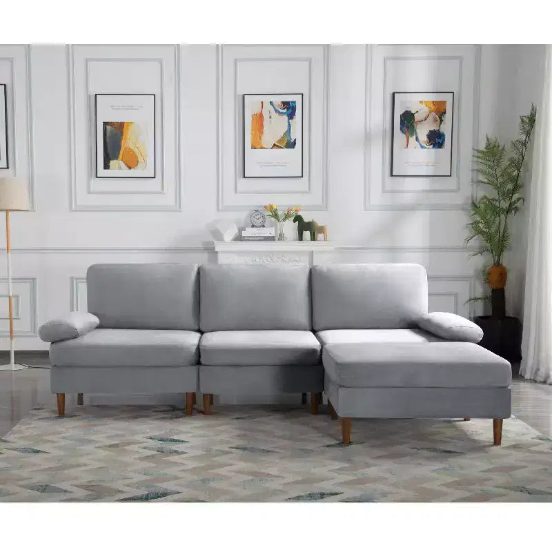 Divano Sezionale Convertibile MAYEERTY 102, Struttura in Legno Massello e Ferro, Rivestimenti Sfoderabili Lavabili, Piedini Antiscivolo, 3 Colori