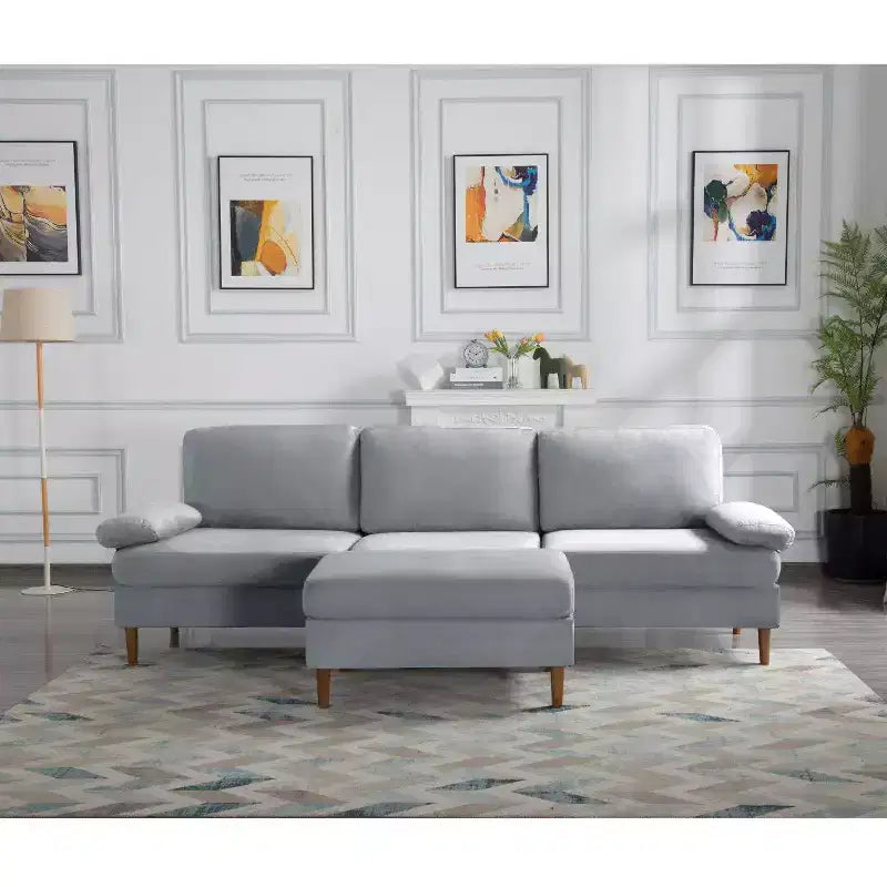 Divano Sezionale Convertibile MAYEERTY 102, Struttura in Legno Massello e Ferro, Rivestimenti Sfoderabili Lavabili, Piedini Antiscivolo, 3 Colori