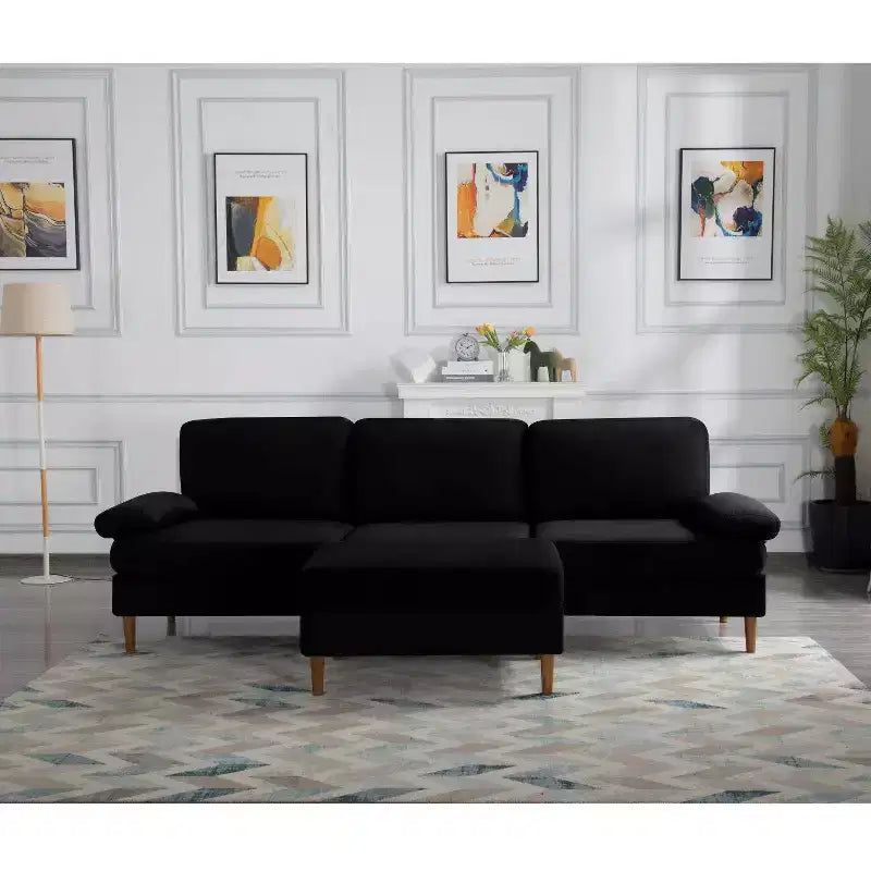 Divano Sezionale Convertibile MAYEERTY 102, Struttura in Legno Massello e Ferro, Rivestimenti Sfoderabili Lavabili, Piedini Antiscivolo, 3 Colori