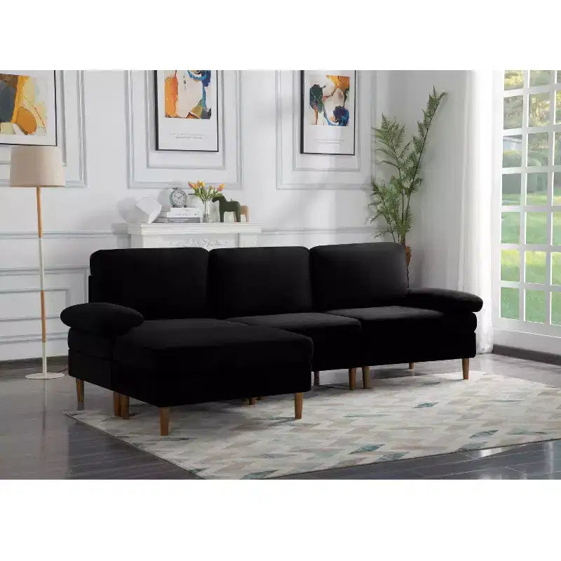 Divano Sezionale Convertibile MAYEERTY 102, Struttura in Legno Massello e Ferro, Rivestimenti Sfoderabili Lavabili, Piedini Antiscivolo, 3 Colori