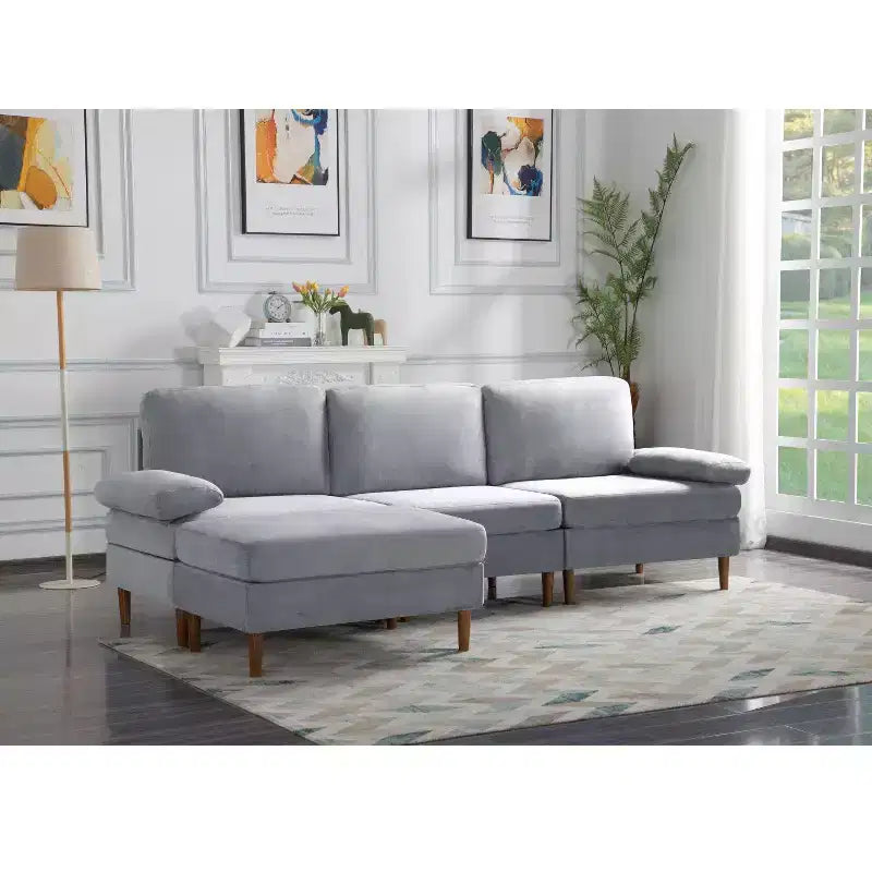 Divano Sezionale Convertibile MAYEERTY 102, Struttura in Legno Massello e Ferro, Rivestimenti Sfoderabili Lavabili, Piedini Antiscivolo, 3 Colori