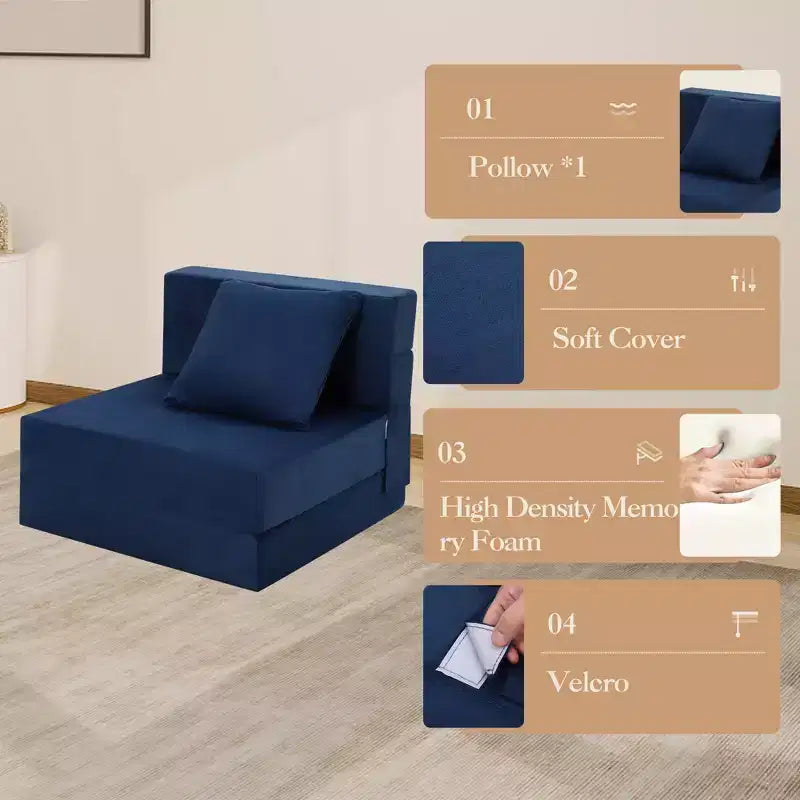 Divano, divano letto pieghevole, divano letto pieghevole con cuscino, sedia letto convertibile, materasso pieghevole, futon da terra per soggiorno/camera da letto