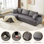 Divano a Nuvola con Chaise longue a L, Divano Sezionale Modulare Senza Struttura in Corduroy, Moderno, Nessun Montaggio Richiesto per Soggiorno, Appartamento e Spazi Ridotti