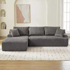 Divano a Nuvola con Chaise longue a L, Divano Sezionale Modulare Senza Struttura in Corduroy, Moderno, Nessun Montaggio Richiesto per Soggiorno, Appartamento e Spazi Ridotti