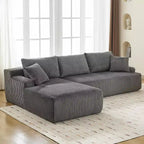 Divano a Nuvola con Chaise longue a L, Divano Sezionale Modulare Senza Struttura in Corduroy, Moderno, Nessun Montaggio Richiesto per Soggiorno, Appartamento e Spazi Ridotti