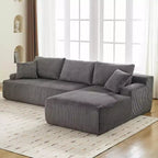 Divano a Nuvola con Chaise longue a L, Divano Sezionale Modulare Senza Struttura in Corduroy, Moderno, Nessun Montaggio Richiesto per Soggiorno, Appartamento e Spazi Ridotti