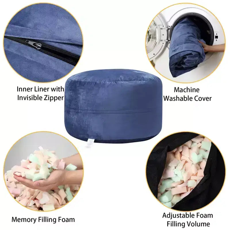 Poltrona Sacco 4 Piedi, Pouf Grande in Memory Foam per Adulti, Grande Divano con Morbido Rivestimento Rimovibile in Microfibra 4'