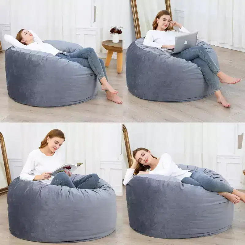 Poltrona Sacco 4 Piedi, Pouf Grande in Memory Foam per Adulti, Grande Divano con Morbido Rivestimento Rimovibile in Microfibra 4'