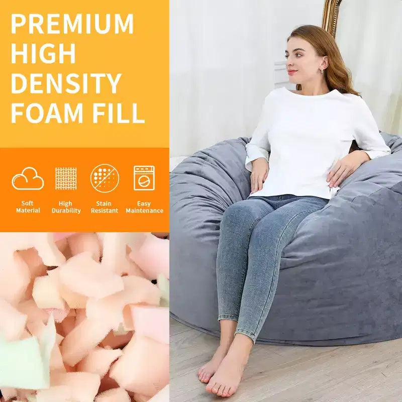 Poltrona Sacco 4 Piedi, Pouf Grande in Memory Foam per Adulti, Grande Divano con Morbido Rivestimento Rimovibile in Microfibra 4'