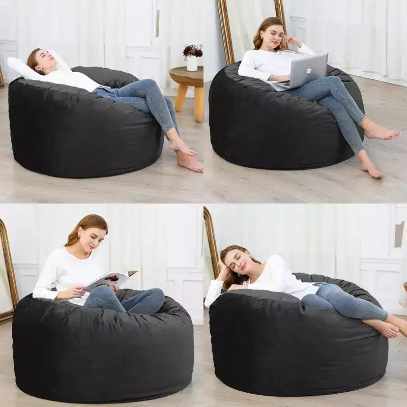 Poltrona Sacco 4 Piedi, Pouf Grande in Memory Foam per Adulti, Grande Divano con Morbido Rivestimento Rimovibile in Microfibra 4'