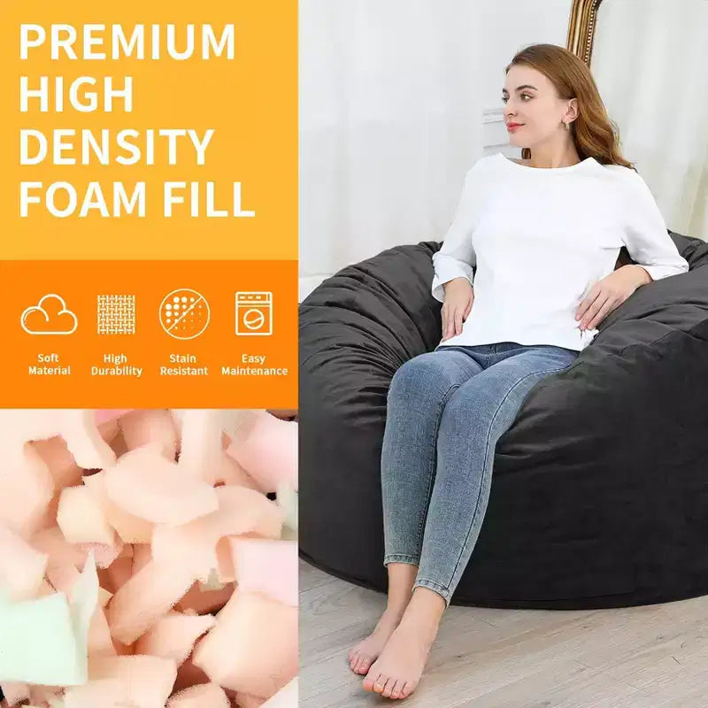 Poltrona Sacco 4 Piedi, Pouf Grande in Memory Foam per Adulti, Grande Divano con Morbido Rivestimento Rimovibile in Microfibra 4'