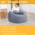 Poltrona Sacco 4 Piedi, Pouf Grande in Memory Foam per Adulti, Grande Divano con Morbido Rivestimento Rimovibile in Microfibra 4'