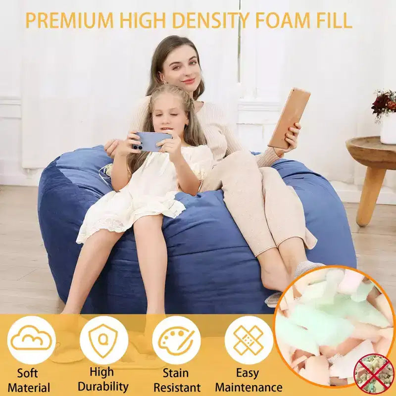 Poltrona Sacco 4 Piedi, Pouf Grande in Memory Foam per Adulti, Grande Divano con Morbido Rivestimento Rimovibile in Microfibra 4'
