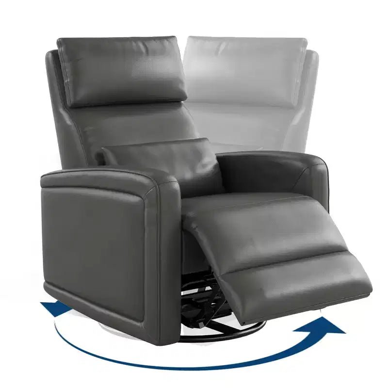 Poltrona Reclinabile Manuale, Divano Girevole a Dondolo a 360°, Poltrona Singola in Similpelle, Recliner Moderno con Schienale Alto e Ergonomico, per Soggiorno