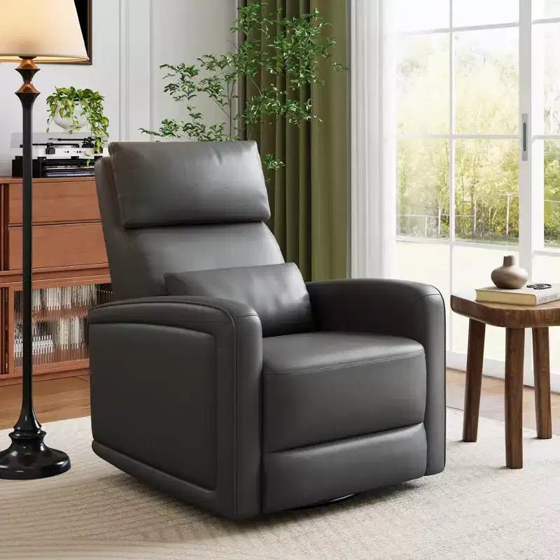 Poltrona Reclinabile Manuale, Divano Girevole a Dondolo a 360°, Poltrona Singola in Similpelle, Recliner Moderno con Schienale Alto e Ergonomico, per Soggiorno