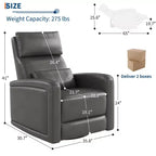 Poltrona Reclinabile Manuale, Divano Girevole a Dondolo a 360°, Poltrona Singola in Similpelle, Recliner Moderno con Schienale Alto e Ergonomico, per Soggiorno