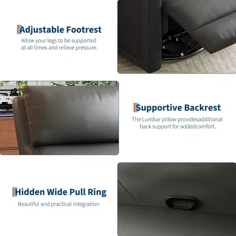 Poltrona Reclinabile Manuale, Divano Girevole a Dondolo a 360°, Poltrona Singola in Similpelle, Recliner Moderno con Schienale Alto e Ergonomico, per Soggiorno