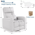 Poltrona Reclinabile Manuale, Divano Girevole a Dondolo a 360°, Poltrona Singola in Similpelle, Recliner Moderno con Schienale Alto e Ergonomico, per Soggiorno