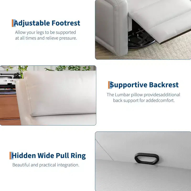 Poltrona Reclinabile Manuale, Divano Girevole a Dondolo a 360°, Poltrona Singola in Similpelle, Recliner Moderno con Schienale Alto e Ergonomico, per Soggiorno