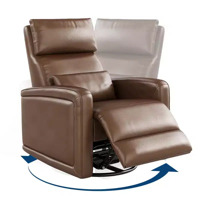 Poltrona Reclinabile Manuale, Divano Girevole a Dondolo a 360°, Poltrona Singola in Similpelle, Recliner Moderno con Schienale Alto e Ergonomico, per Soggiorno