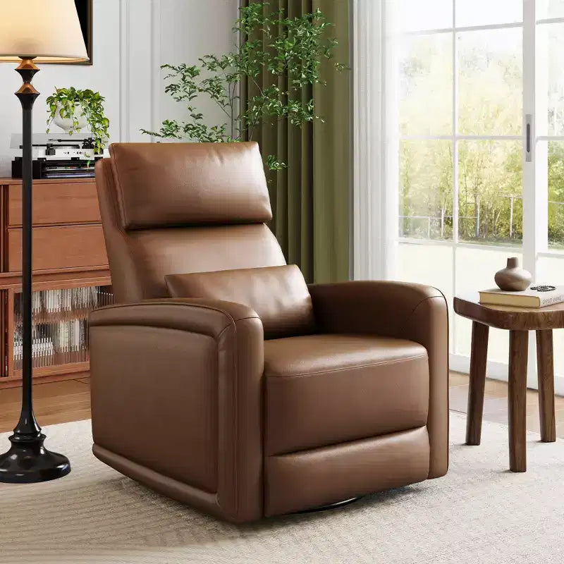 Poltrona Reclinabile Manuale, Divano Girevole a Dondolo a 360°, Poltrona Singola in Similpelle, Recliner Moderno con Schienale Alto e Ergonomico, per Soggiorno