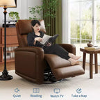 Poltrona Reclinabile Manuale, Divano Girevole a Dondolo a 360°, Poltrona Singola in Similpelle, Recliner Moderno con Schienale Alto e Ergonomico, per Soggiorno