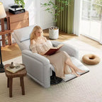 Poltrona Reclinabile Manuale, Divano Girevole a Dondolo a 360°, Poltrona Singola in Similpelle, Recliner Moderno con Schienale Alto e Ergonomico, per Soggiorno