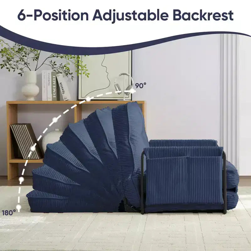 Mjkone Divano letto futon pieghevole multifunzionale, divano letto a 3 posti con cuscini, schienale regolabile in 6 posizioni