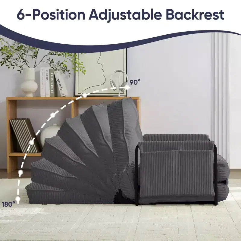 Mjkone Divano letto futon pieghevole multifunzionale, divano letto a 3 posti con cuscini, schienale regolabile in 6 posizioni