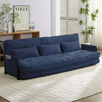 Mjkone Divano letto futon pieghevole multifunzionale, divano letto a 3 posti con cuscini, schienale regolabile in 6 posizioni