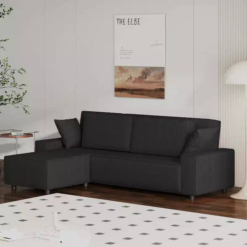 Divano sezionale in velluto a coste a righe da 96 pollici, divano sezionale oversize moderno a forma di L, per soggiorno, appartamento, monolocale