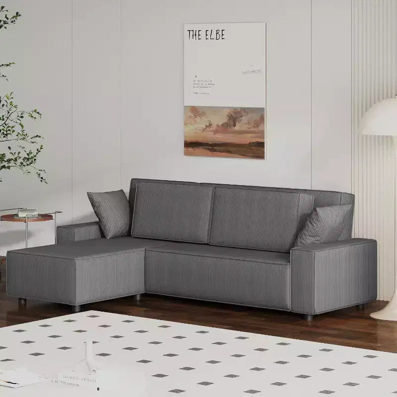 Divano sezionale in velluto a coste a righe da 96 pollici, divano sezionale oversize moderno a forma di L, per soggiorno, appartamento, monolocale