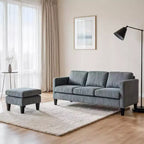 MAYEERTY Divano a L con Corduroy Imbottito, Aspetto Moderno di Lusso per Soggiorno, Grigio