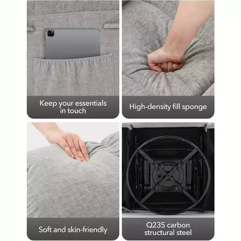 Poltrona Reclinabile a Dondolo, Sedia a Dondolo Girevole a 360°, Recliner Lazy Boy Singolo, Tasche Laterali, per Soggiorno, Piccoli Spazi