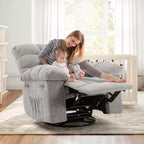 Poltrona Reclinabile a Dondolo, Sedia a Dondolo Girevole a 360°, Recliner Lazy Boy Singolo, Tasche Laterali, per Soggiorno, Piccoli Spazi